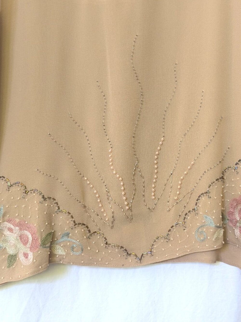 SUE WONG DRESS 8 NEVER WORN BLUSH PEACH MIDI TO TEA LENGTH WITH MATCHING SHAWL - Picture 7 of 13